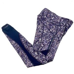 ATHLETA RAINIER Printed Mesh Leggings Tight size XS blue pink confetti print